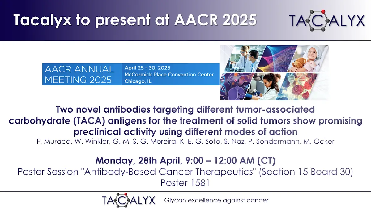 Announcement of Tacalyx poster 1581 at the AACR Annual Meeting 2025 in Chicago