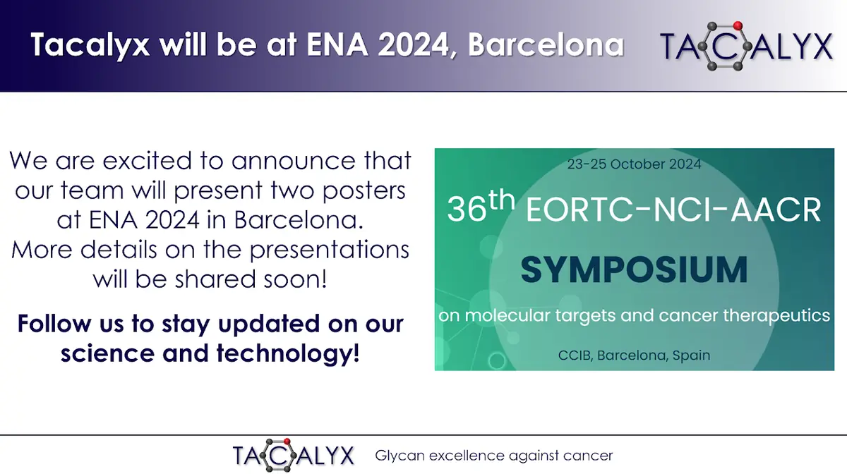 Announcement of two Tacalyx posters at the 36th EORTC-NCI-AACR Symposium in Barcelona, October 2024